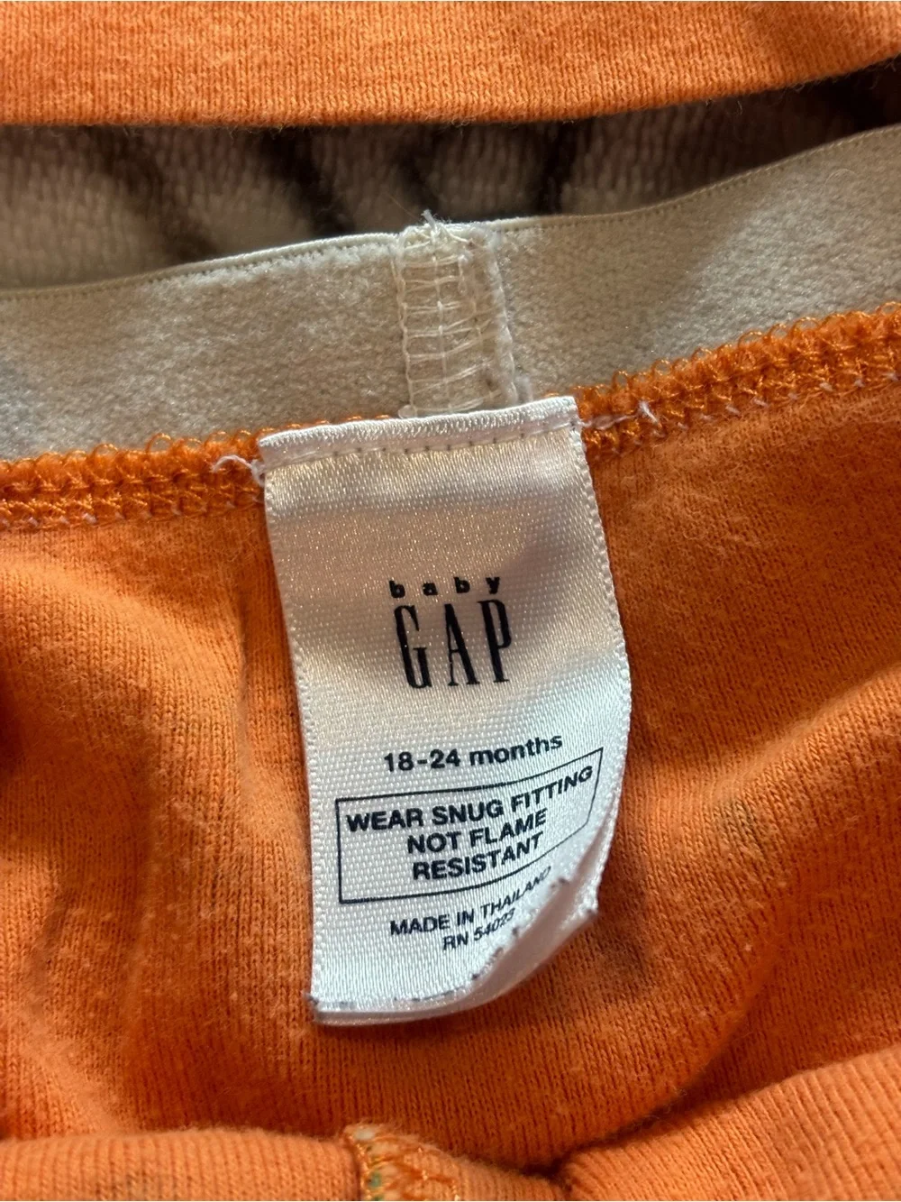Vintage Y2K Baby GAP Orange Dinosaur Pajama Set with Red Trim 100% Cotton